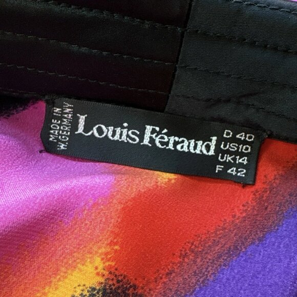 Vtg Louis Feraud Silk 80s Diamond Geo Print Cocktail Dress Multicolor Size US 10 - Picture 13 of 14